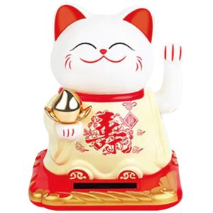 Golden Turtle Solar Lucky Cat 10cm White